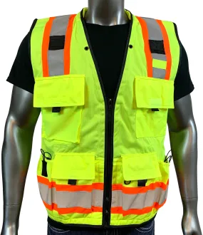 REXZUS F Professional Surveyors Safety Vests With Pockets and Zipper & High Visibility Reflective Tape 3M