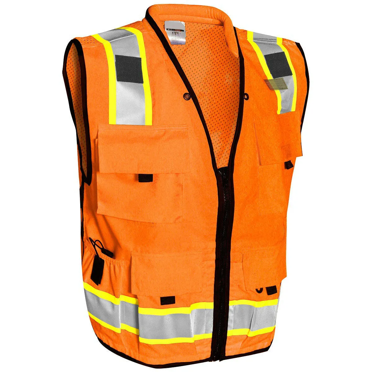 REXZUS F Professional Surveyors Safety Vests With Pockets and Zipper & High Visibility Reflective Tape 3M