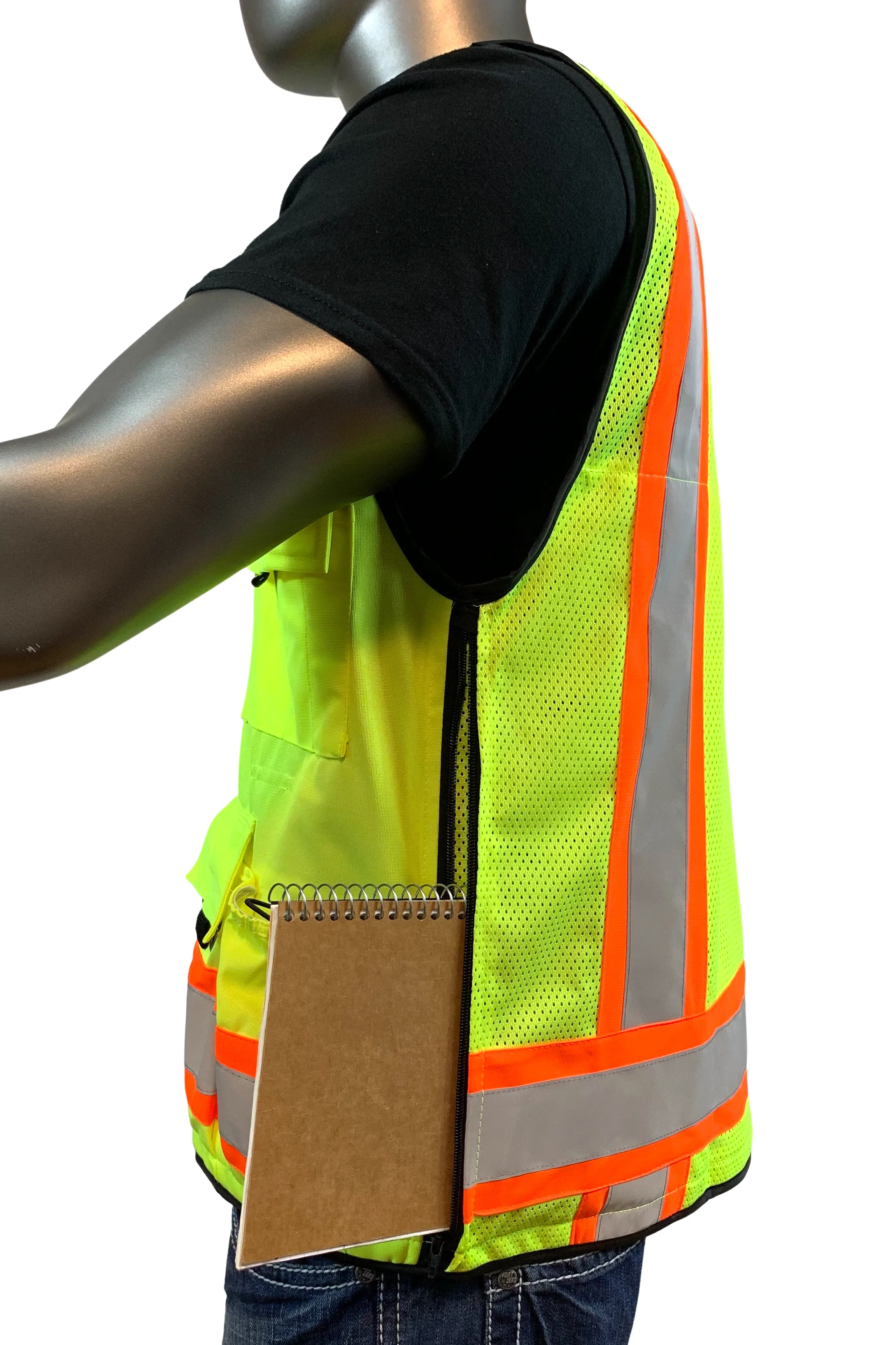 REXZUS F Professional Surveyors Safety Vests With Pockets and Zipper & High Visibility Reflective Tape 3M