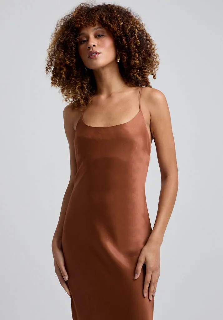 Roxy Spaghetti Strap Maxi Dress In Brown