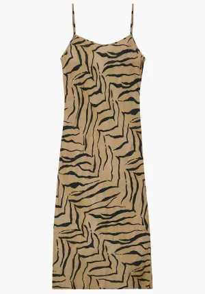 Roxy Spaghetti Strap Tiger Maxi Dress In Brown