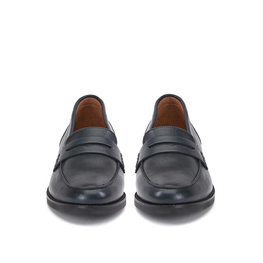 Saint Alena Navy Leather Handcrafted Loafers