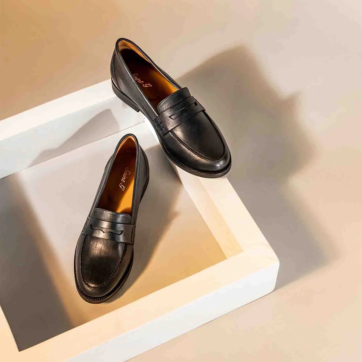 Saint Alena Navy Leather Handcrafted Loafers