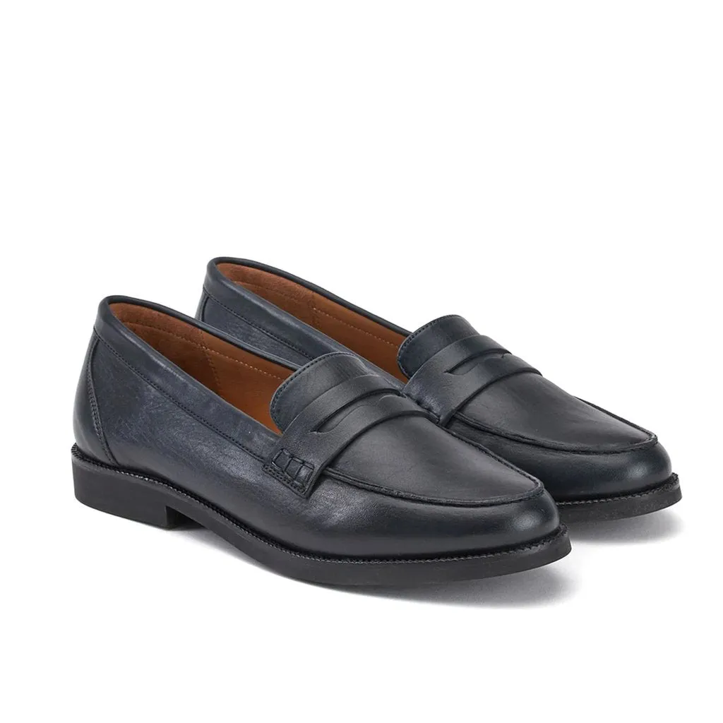 Saint Alena Navy Leather Handcrafted Loafers