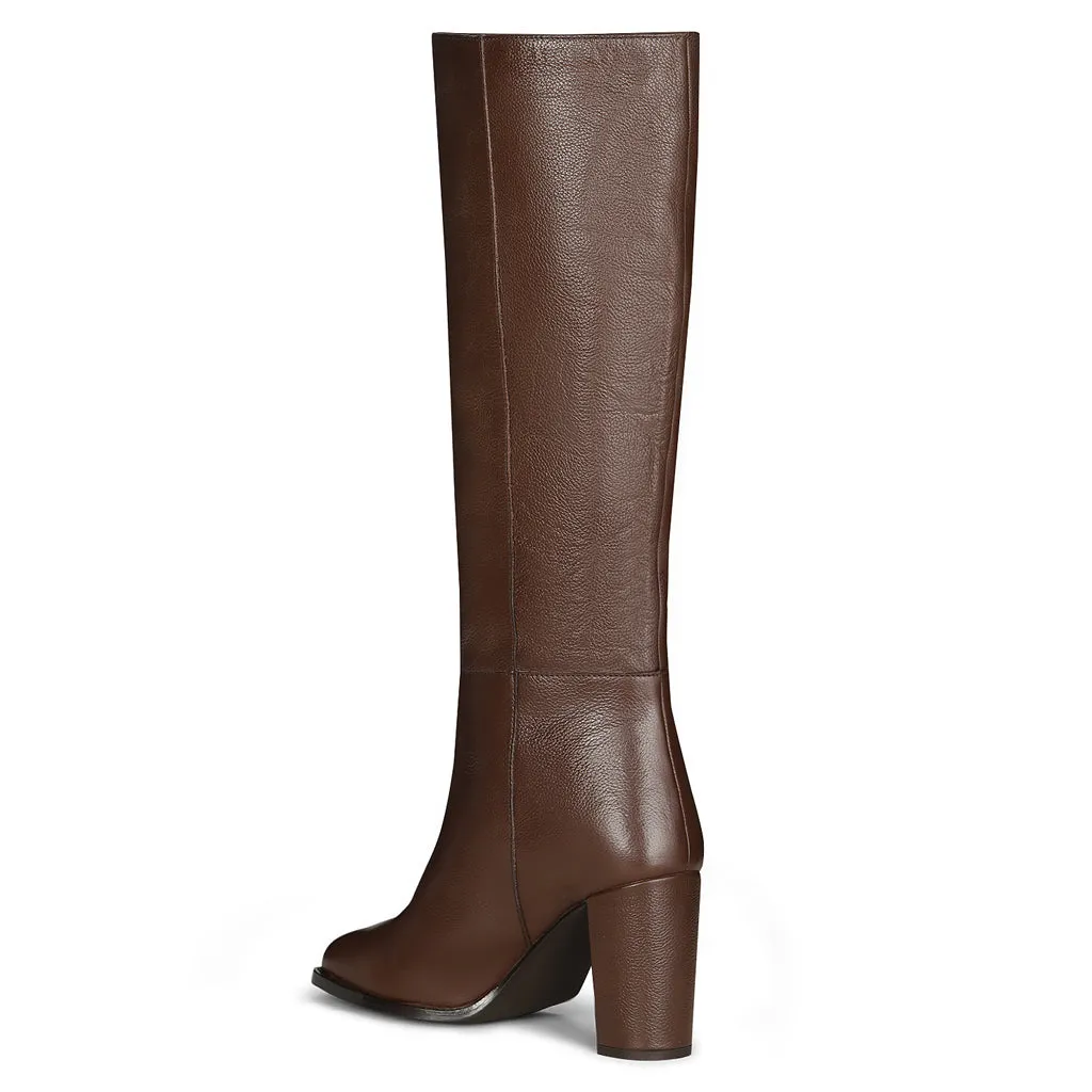 Saint Lia Brown Leather Knee High Slouch Boots