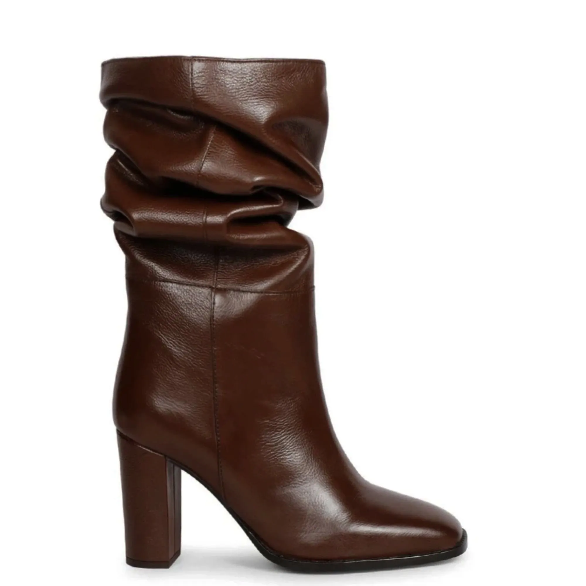 Saint Lia Brown Leather Knee High Slouch Boots