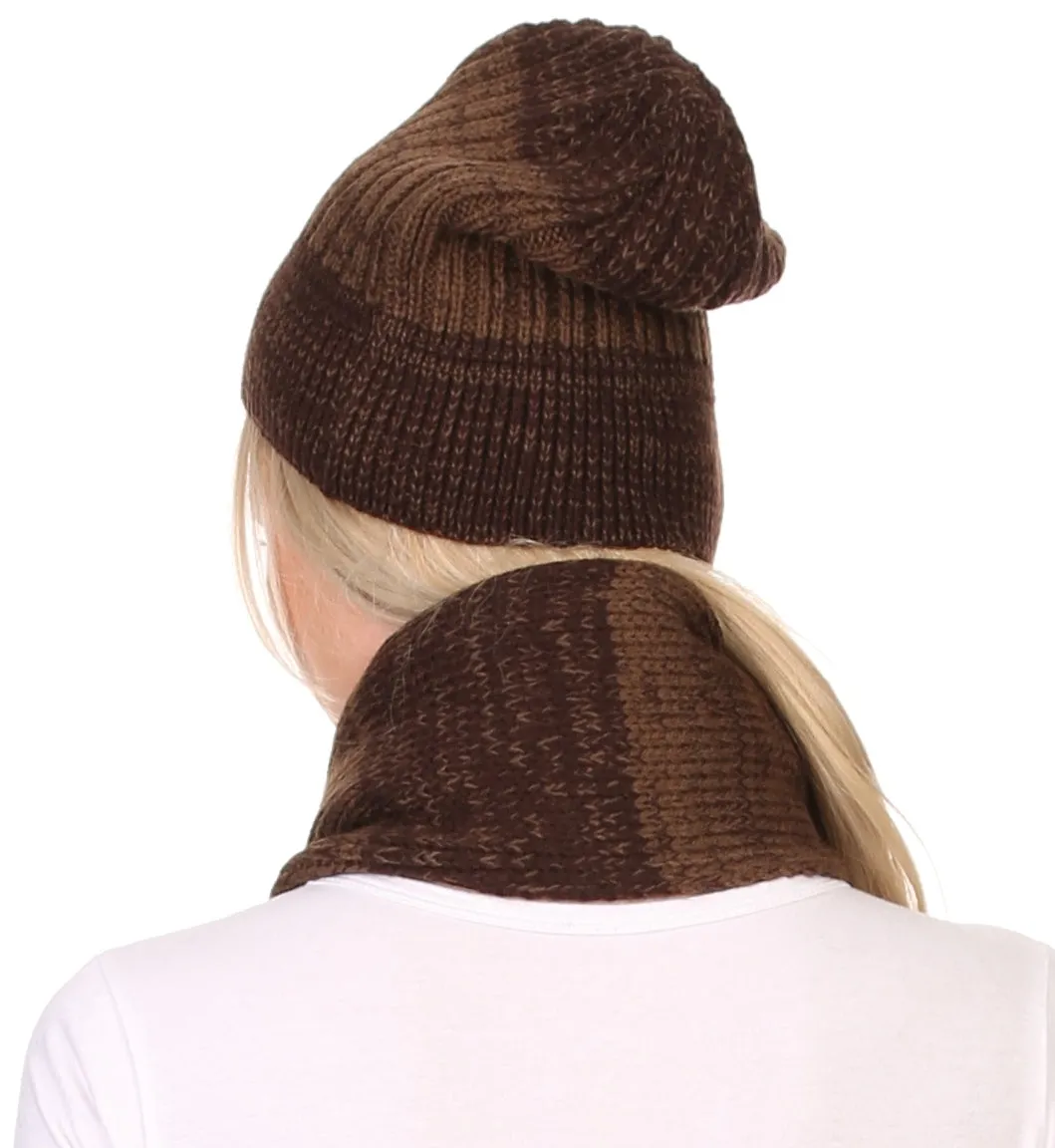 Sakkas  Robin Unisex Ribbed Knit Heather Beanie Hat And Scarf Set