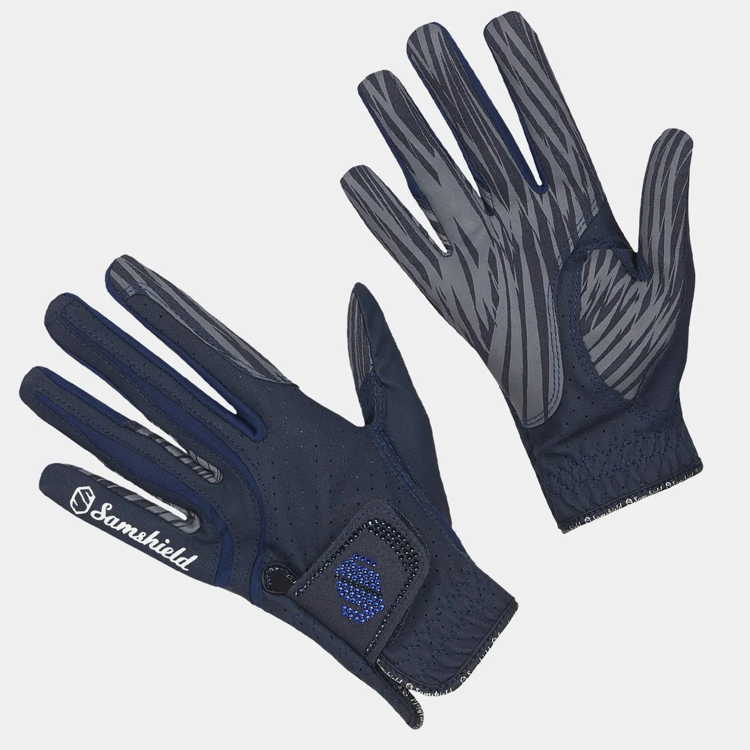 Samshield V-Skin Swarovski Crystal Riding Gloves - Navy/Bright Sapphire