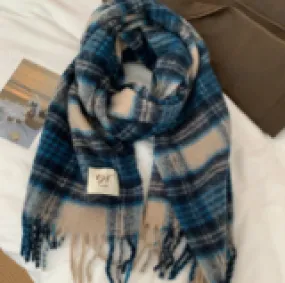 Scarf Women's Super Soft Warm Blue/Beige rtblubeis