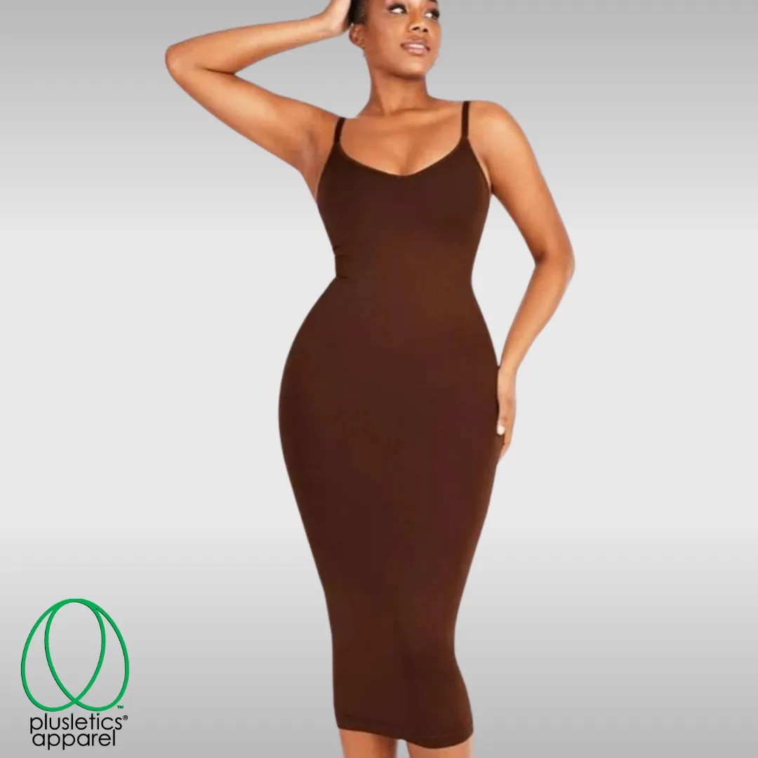 Sculptuous Femme Fatale Silhouette Shaper Dress Bronzed Beauty