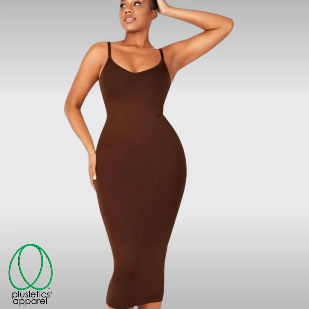 Sculptuous Femme Fatale Silhouette Shaper Dress Bronzed Beauty