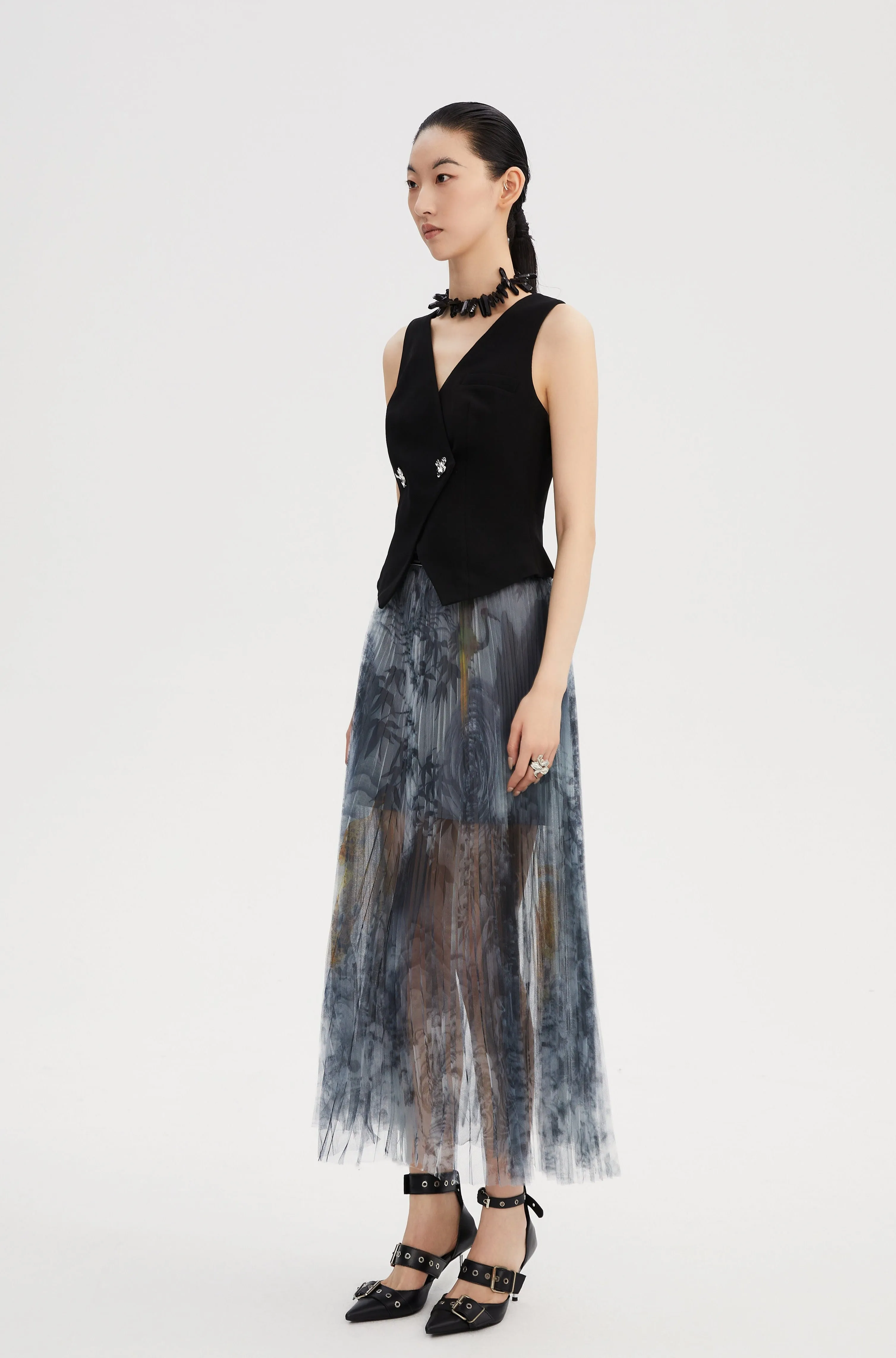 SEJIE | Whispering Winds Pleated Midi Skirt