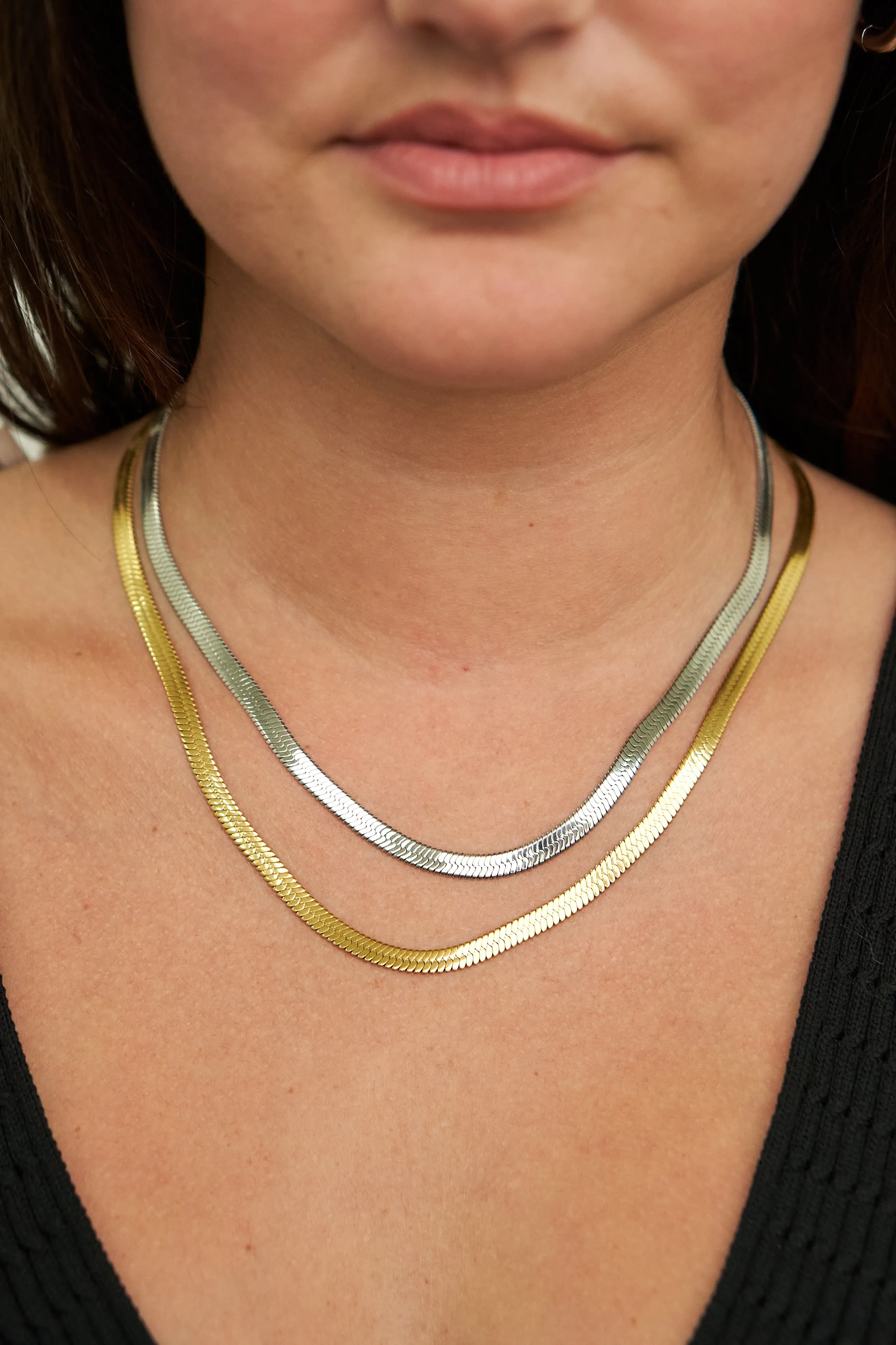 Silver Herringbone Necklace