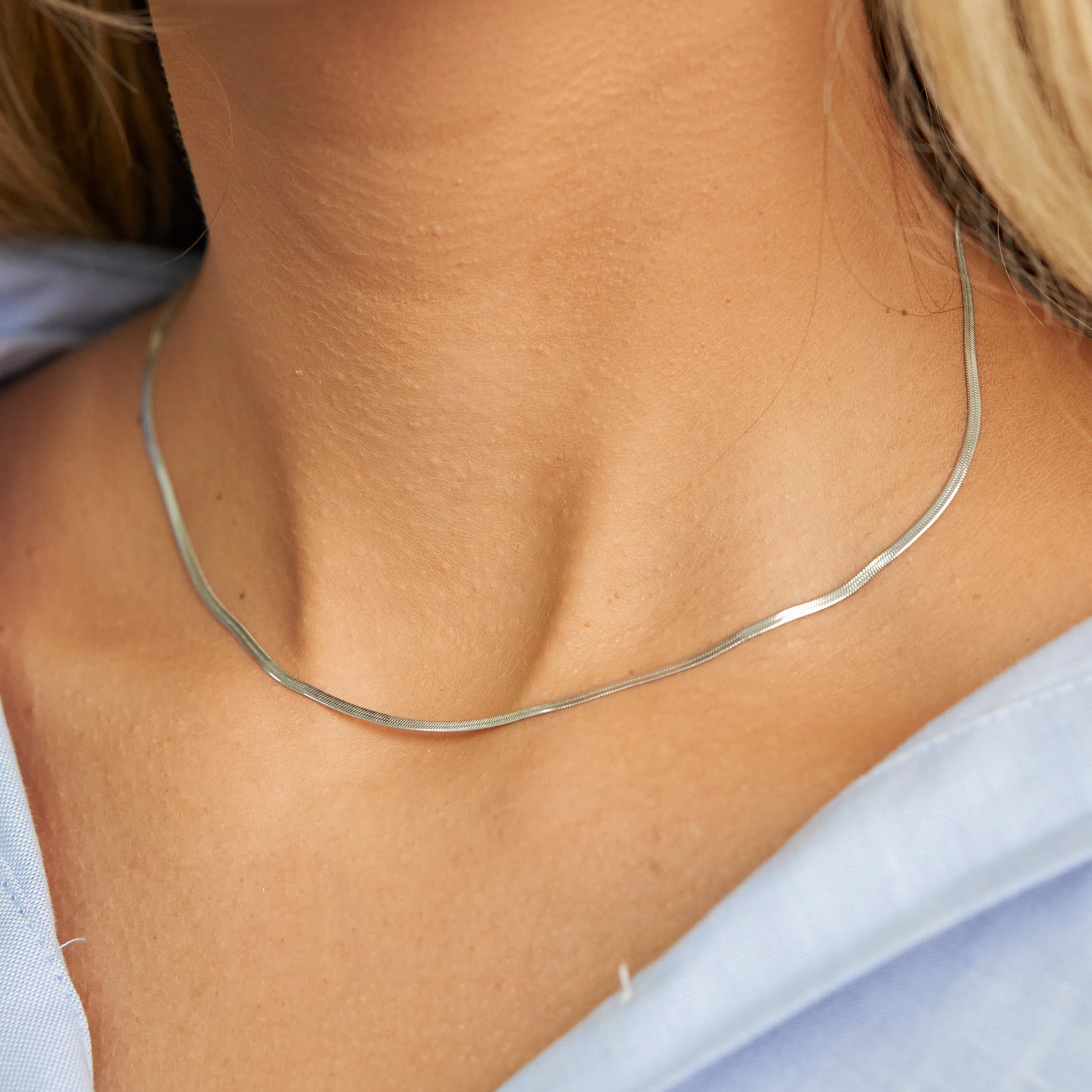 Silver Micro Herringbone Necklace