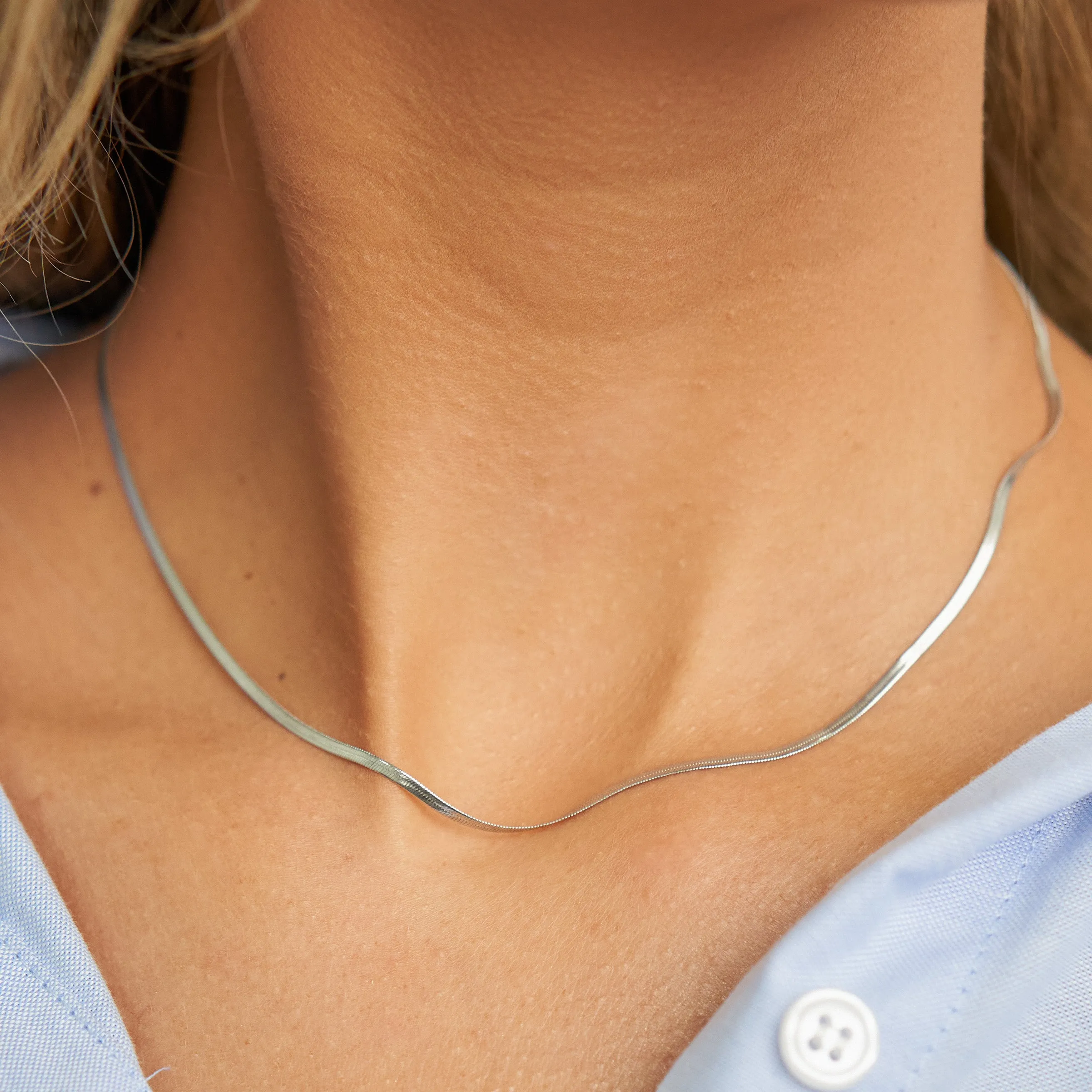 Silver Micro Herringbone Necklace