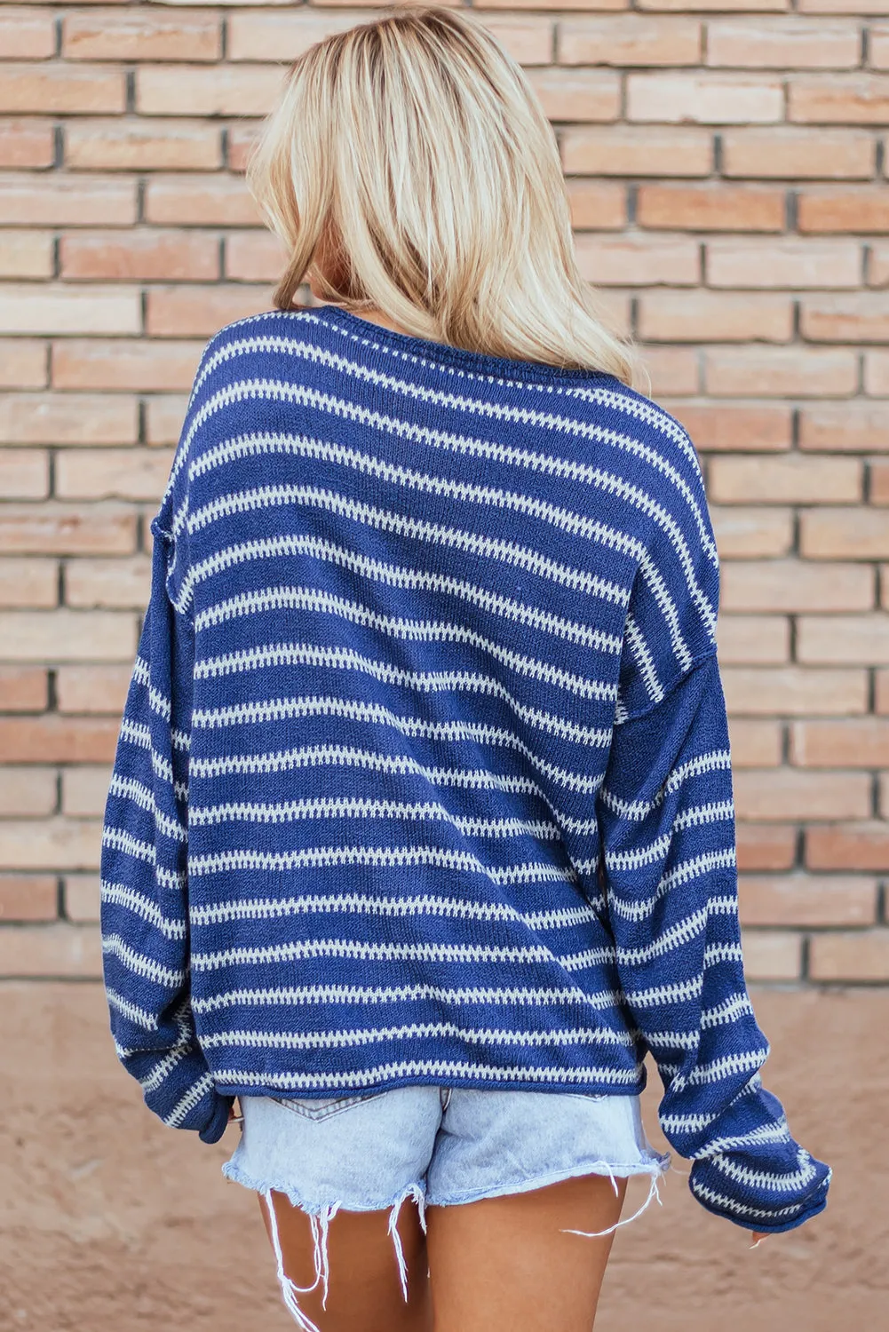 Sky Blue Striped Sweater