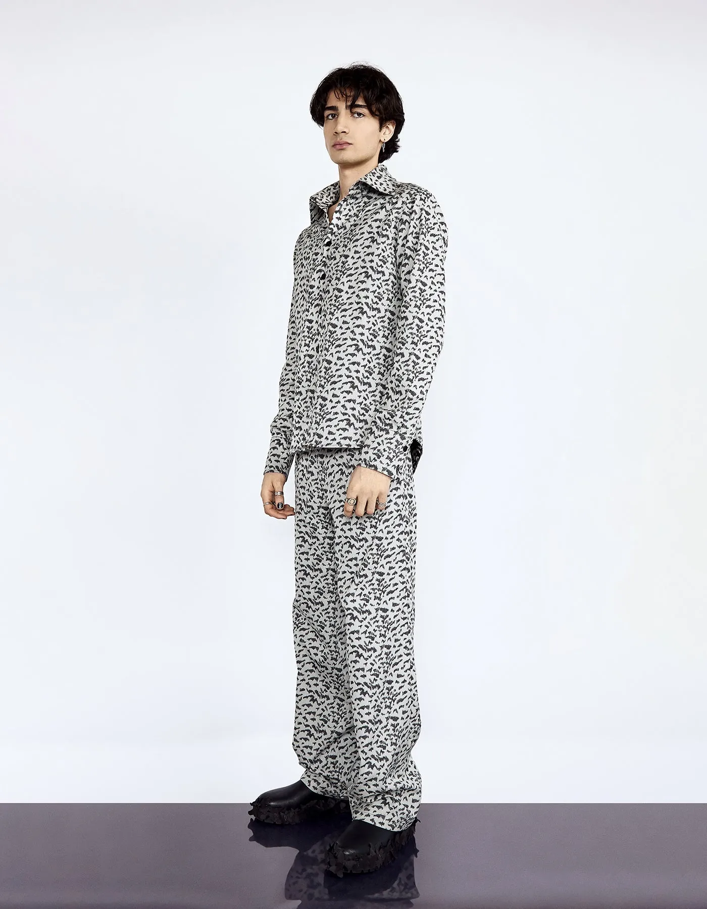 Snow Leopard Buttondown Shirt and Tailored Trousers Set