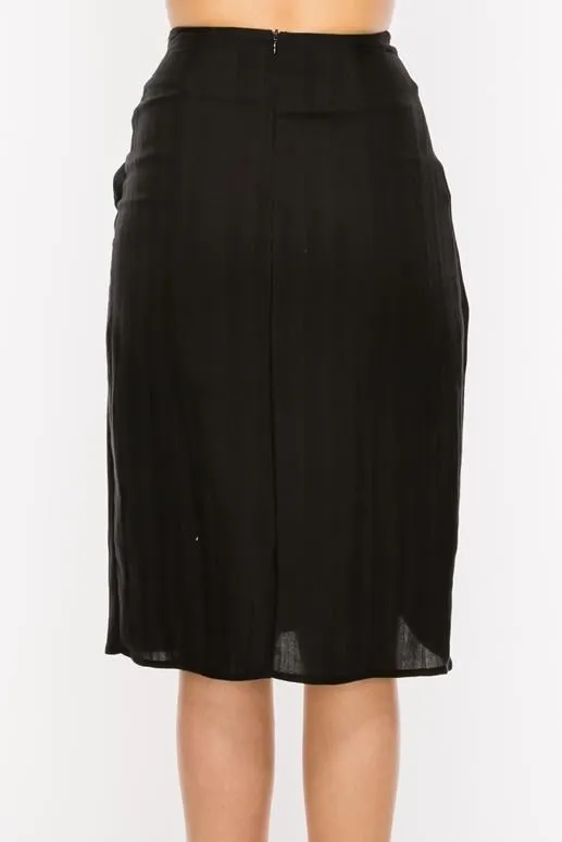 Soft Chic Wrap Tie Skirt - Black