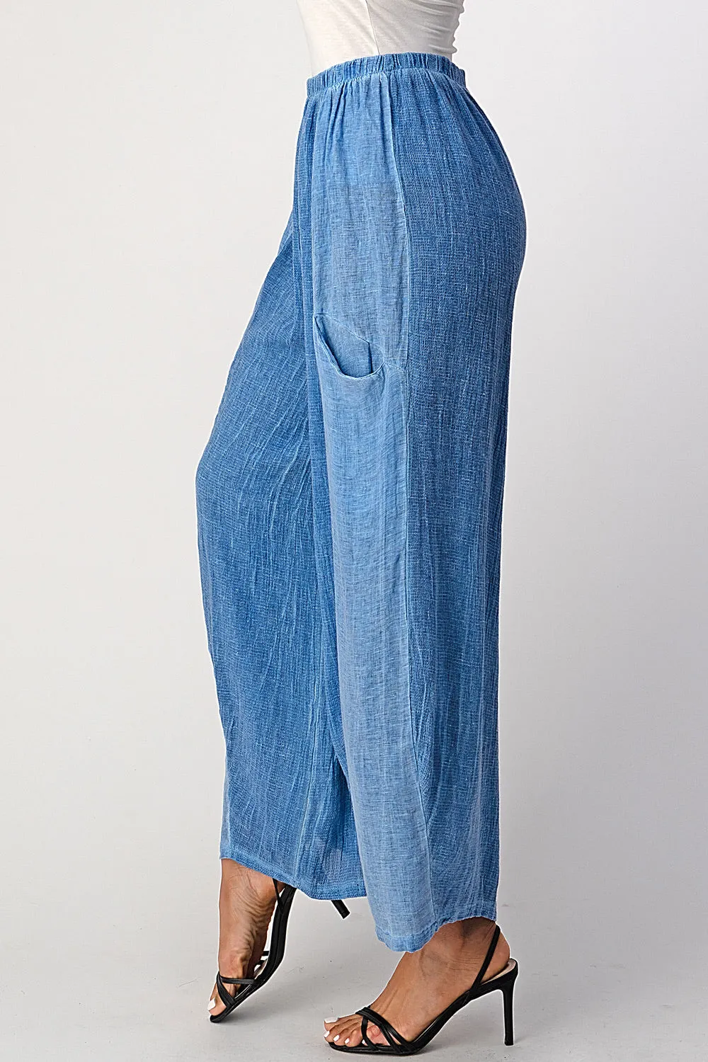 Straight Cotton Linen Pants With Pockets