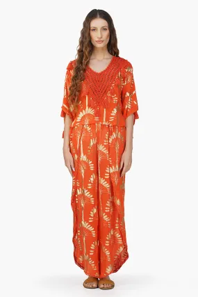 Sunset Palm Foil Wrap Pants