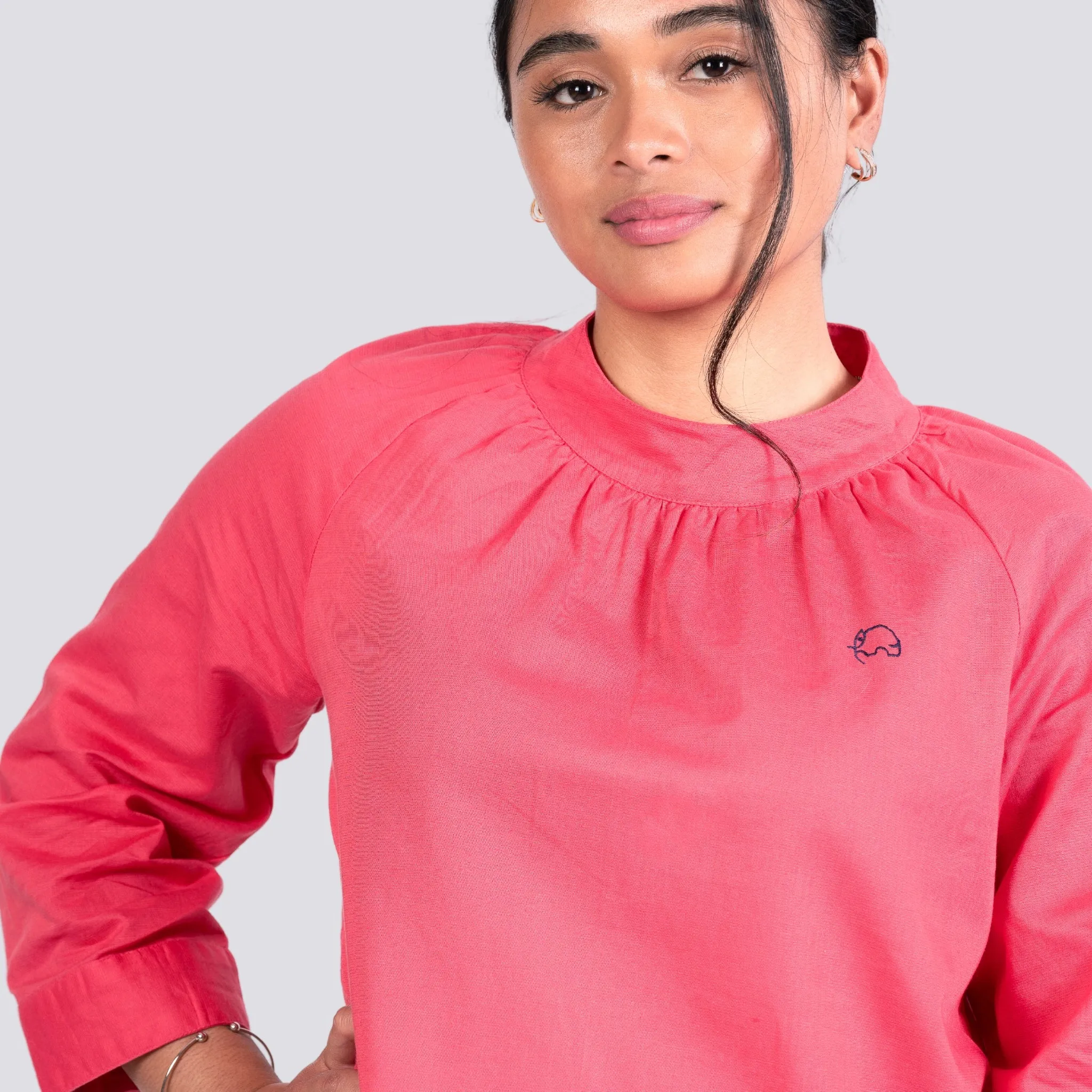 Sustainable Style Staple: Fuchsia High Neck Top