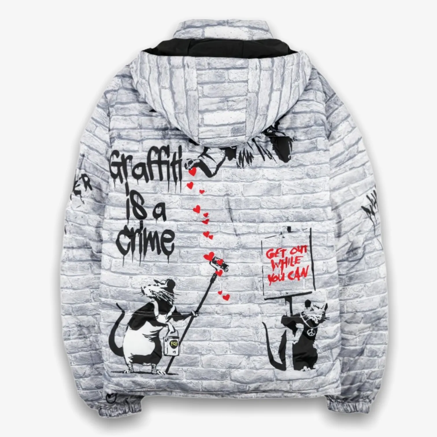 Tango Hotel Banksy Graffiti Crime Puffer Jacket