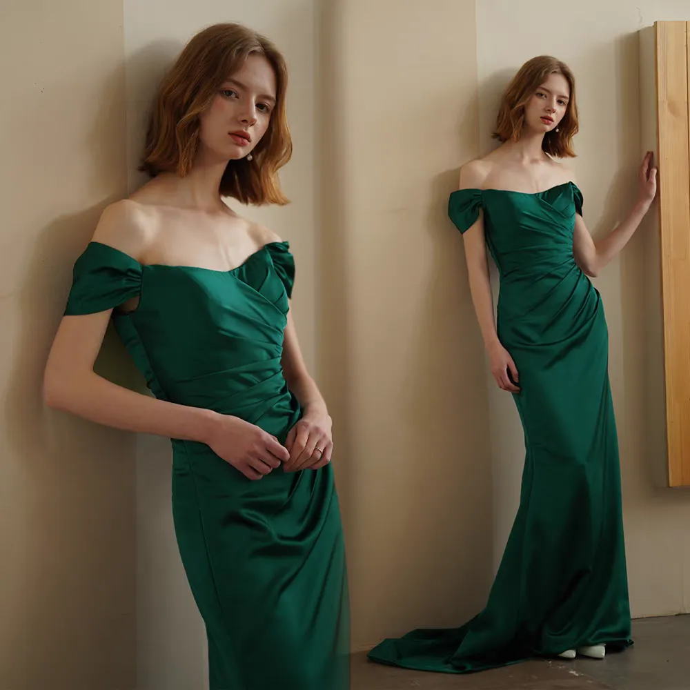 The Agatha Off Shoulder Satin Mermaid Gown (Available in 2 Colours)