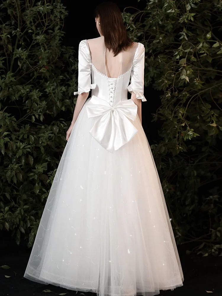 The Agatha Wedding Bridal Mid Sleeves Gown