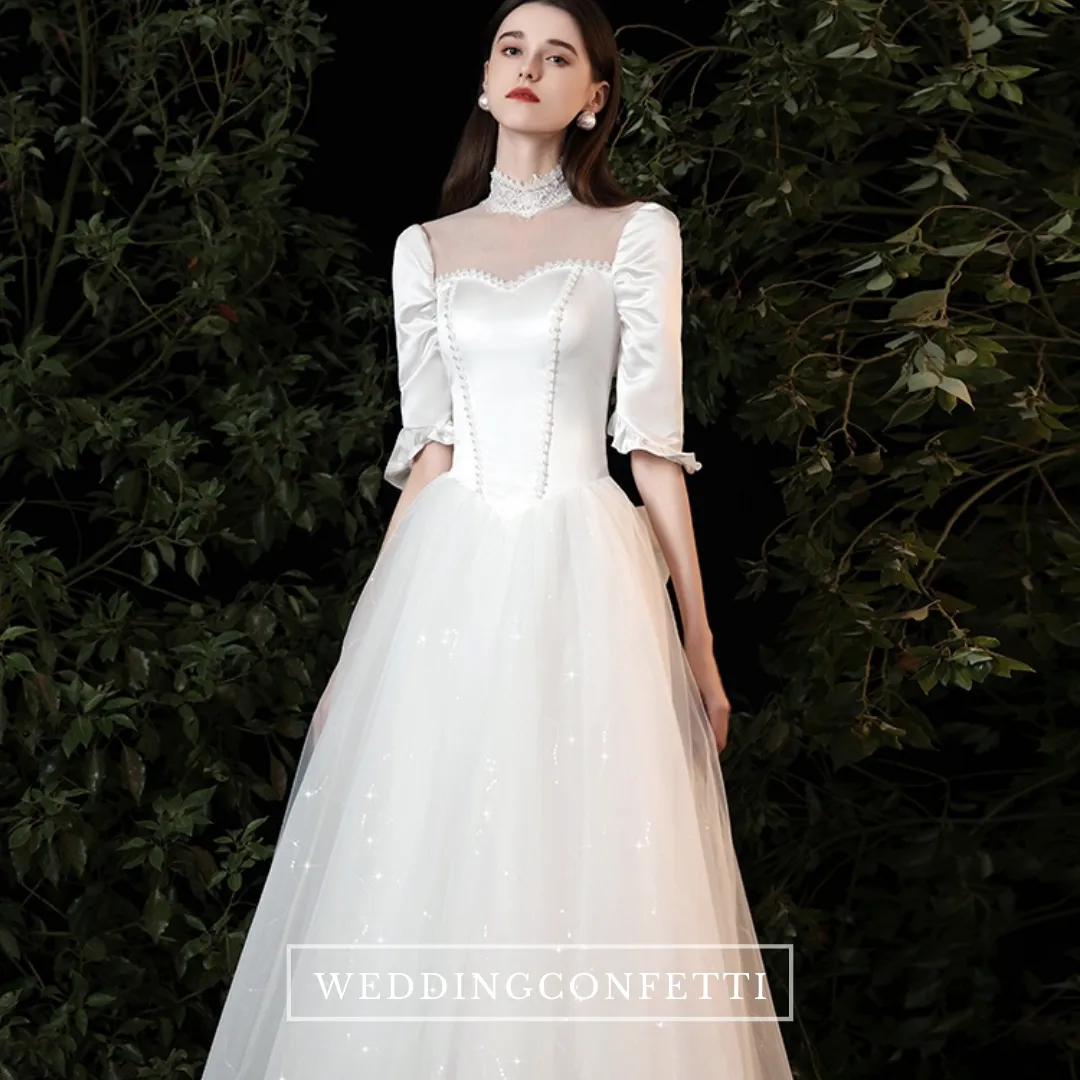 The Agatha Wedding Bridal Mid Sleeves Gown