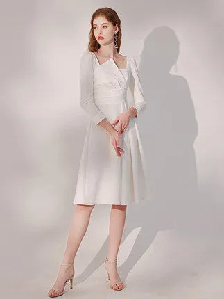 The Ava Off White Sleeve Structured Dress (Available in 2 Designs)