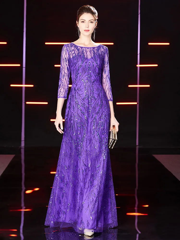 The Bevin Purple Mother-Of-Bride Gown