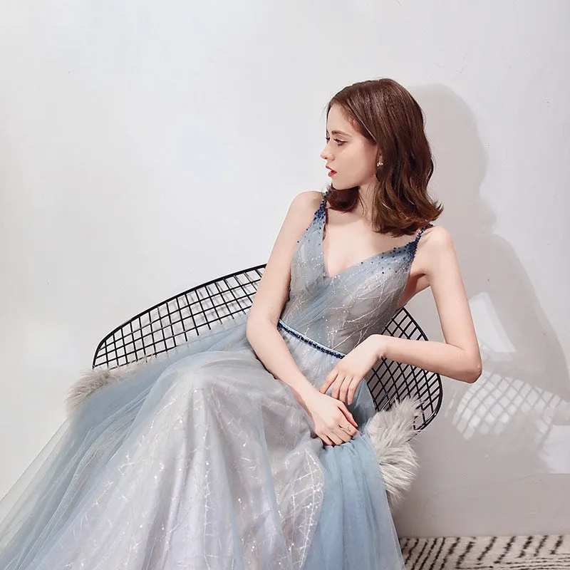 The Cara Ombre Greyish Sleeveless Gown