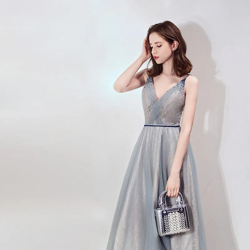 The Cara Ombre Greyish Sleeveless Gown