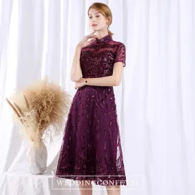 The Carena Mother-Of-Bride Purple Cheongsam High Collar Gown