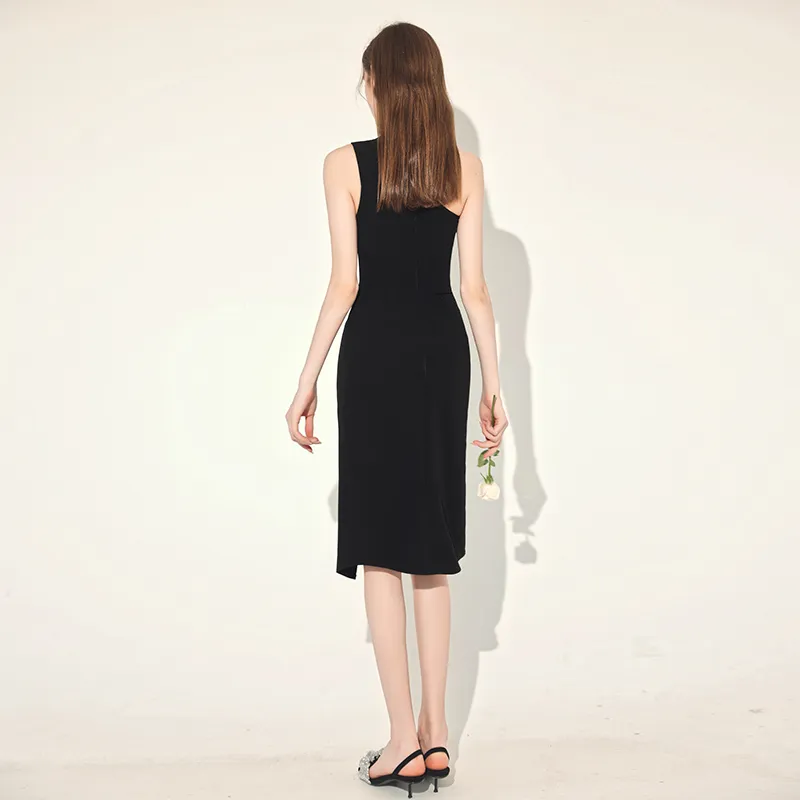 The Casey Black Toga Dress