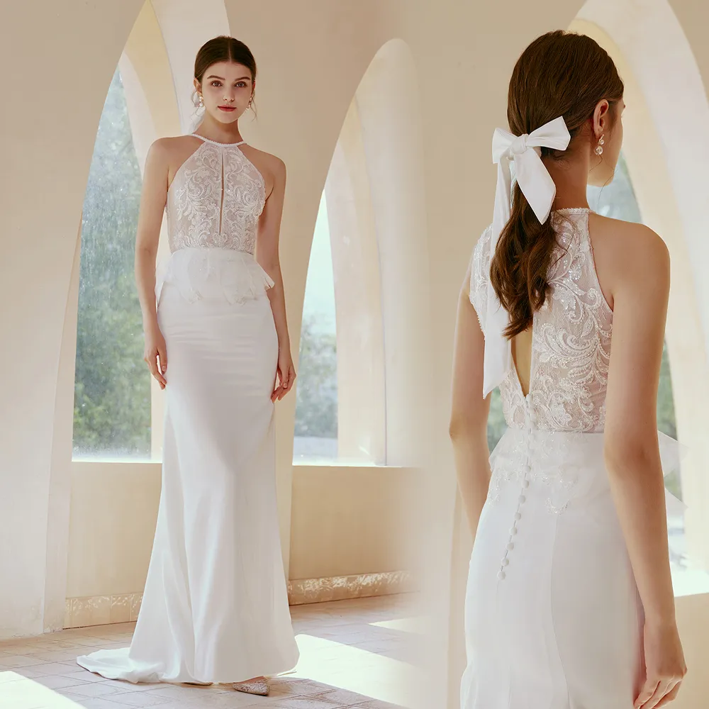 The Casey Wedding Bridal Halter Gown