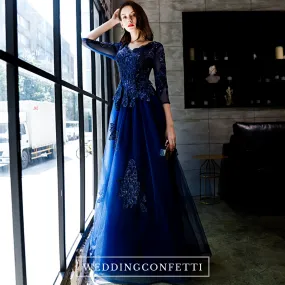 The Cassendra Blue Long Sleeeves Gown