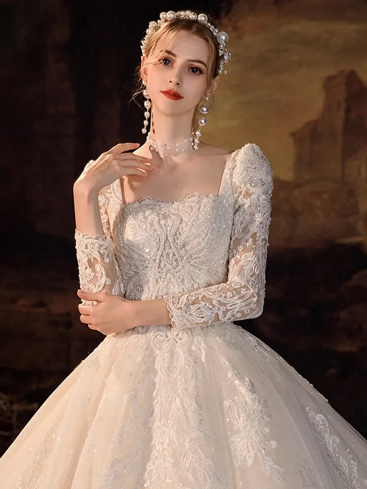 The Cladestine Wedding Bridal Mid Sleeves Gown