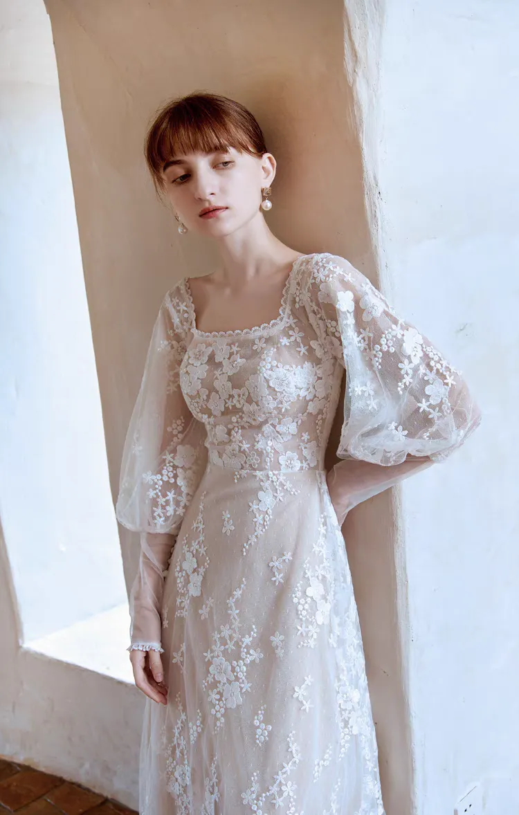 The Dorothea Wedding Bridal Flare Sleeves Gown