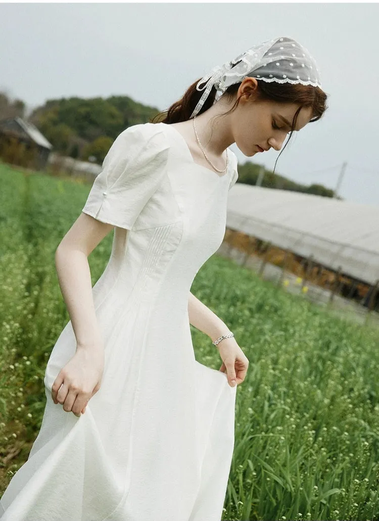 The Erinda Wedding Bridal White Short Sleeve Dress