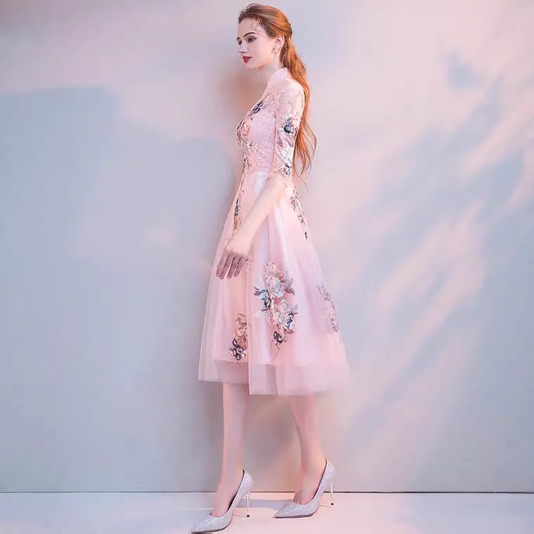 The Erista Pink Cheongsam Cocktail Gown