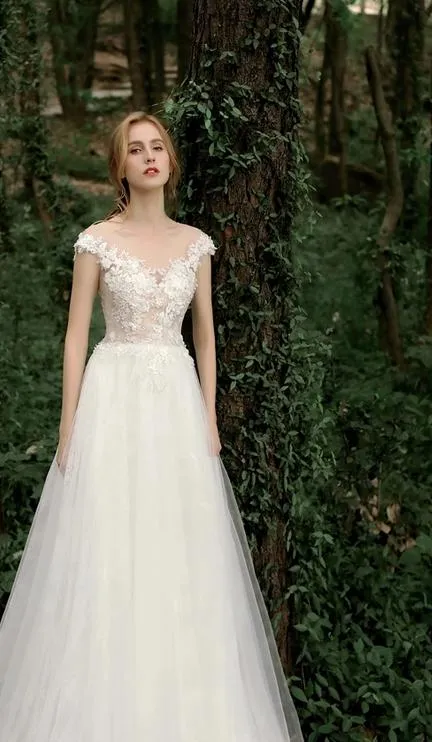 The Gretel Wedding Bridal Scoop Neck Gown