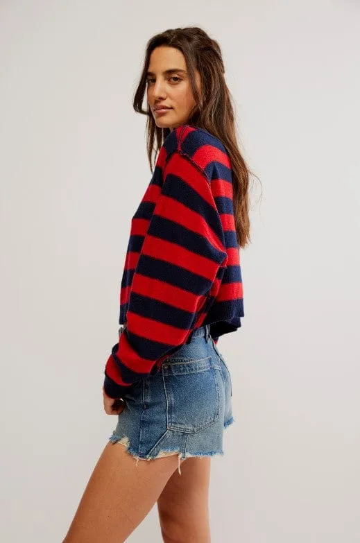 The Into The Blue Pullover by Free People - Red Combo