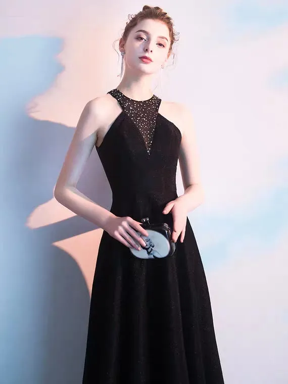 The Kazel Black Halter Gown