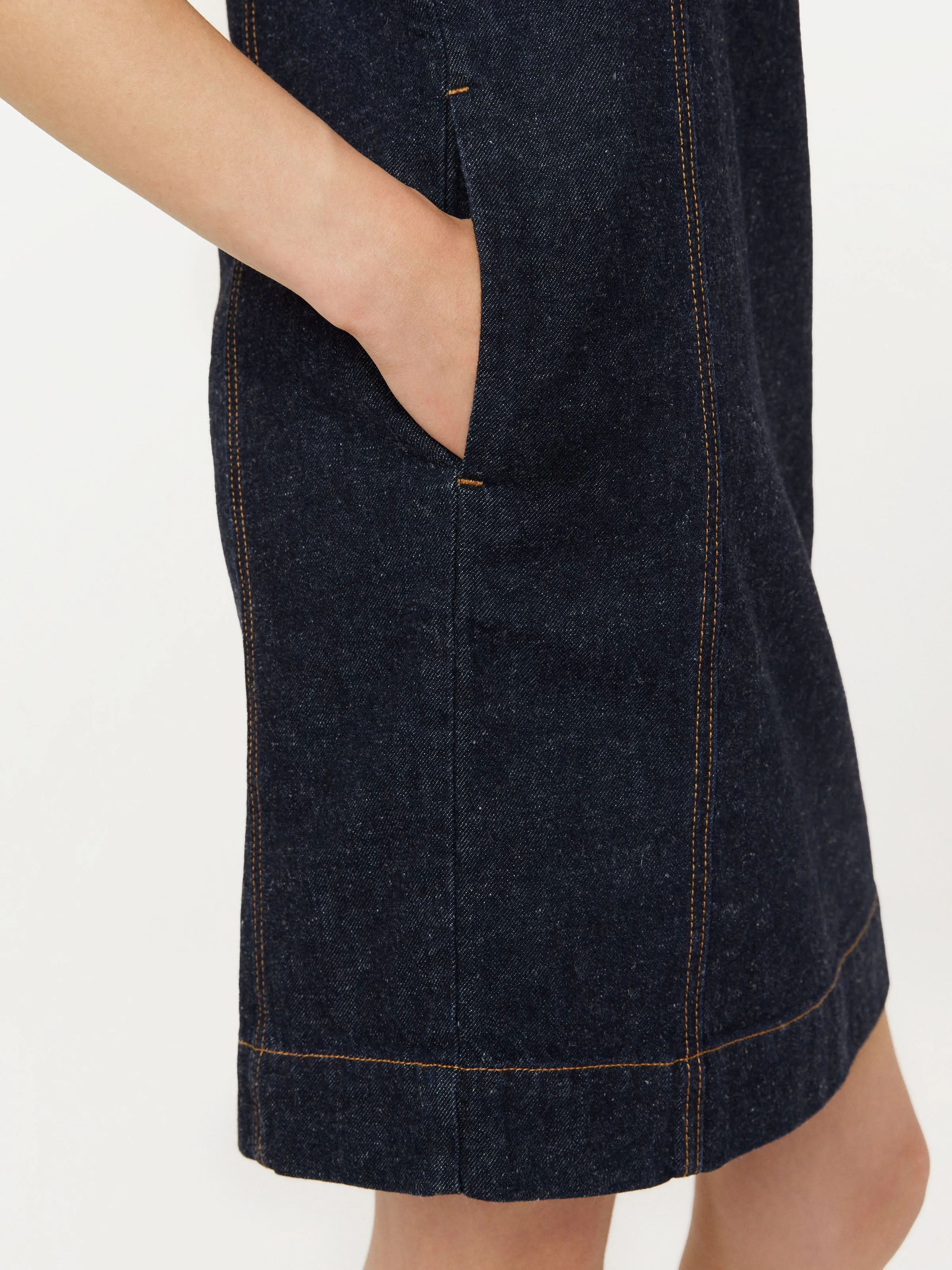 The Pinafore Denim Dress in Dark Wash