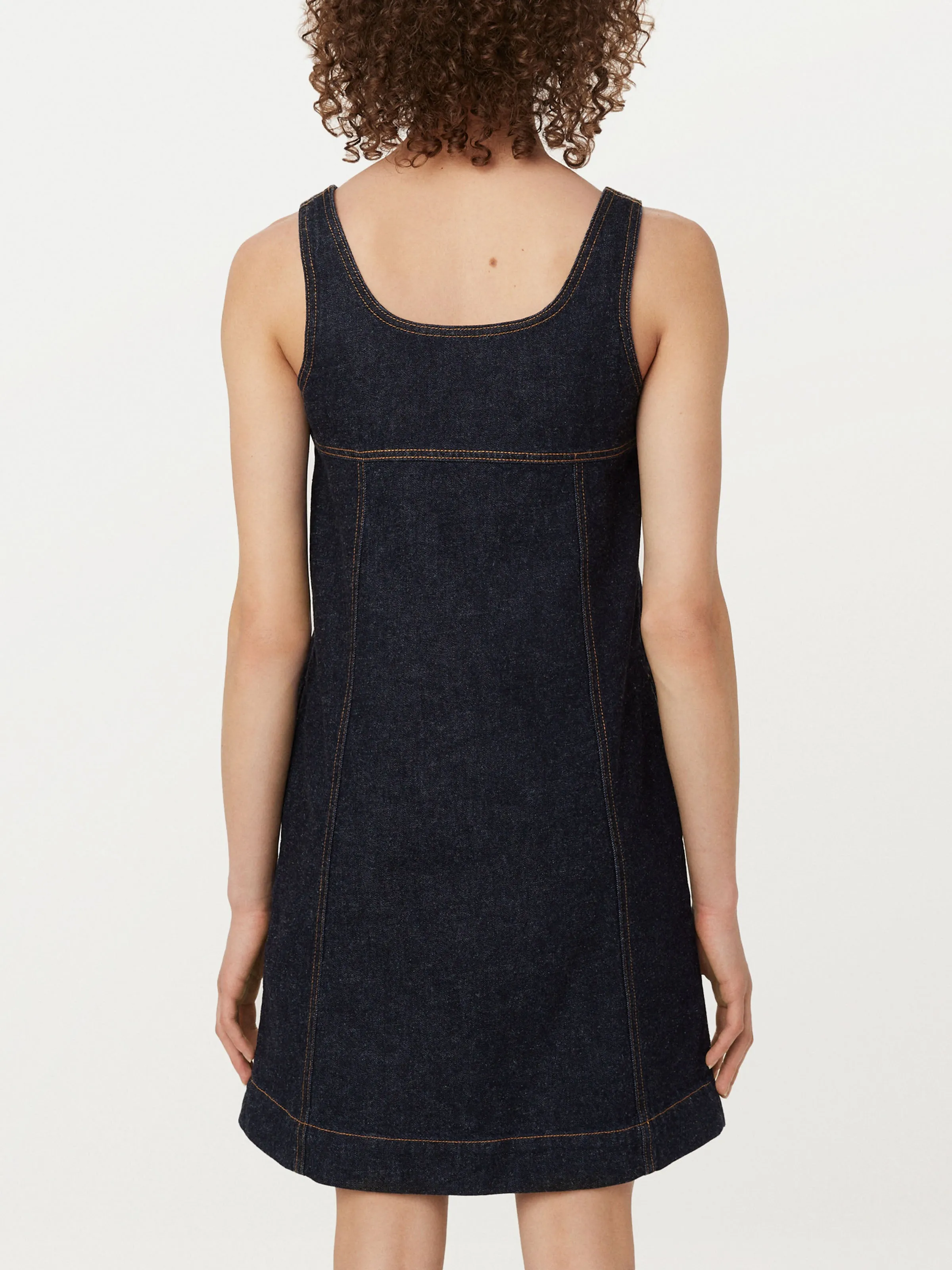 The Pinafore Denim Dress in Dark Wash