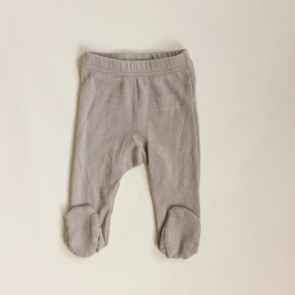 Tothemoon ☾ - Footed baby pants - Wool & silk - Needle pattern - Dove