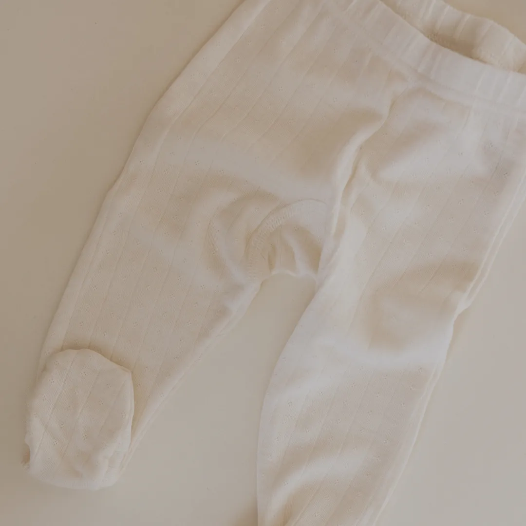 Tothemoon ☾ - Footed baby pants - Wool & silk - Pointelle