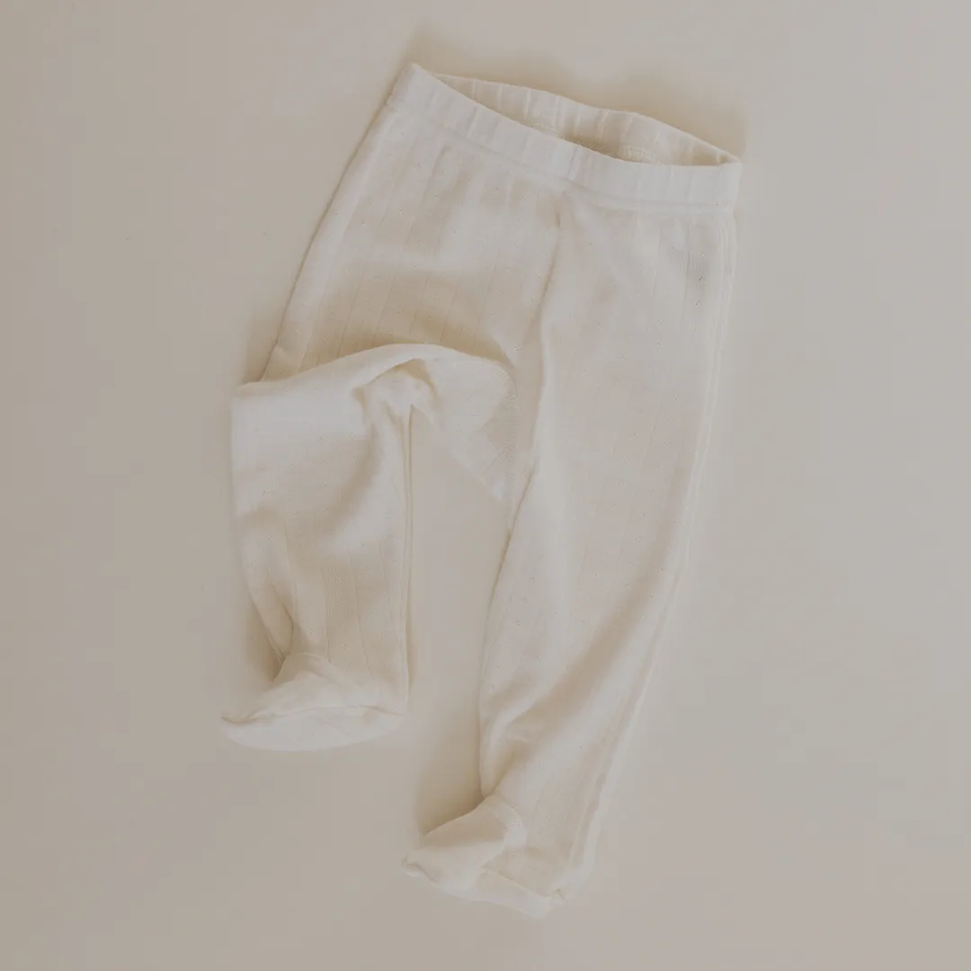 Tothemoon ☾ - Footed baby pants - Wool & silk - Pointelle