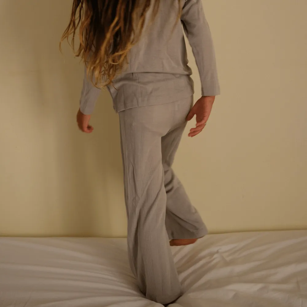 Tothemoon ☾ - Wide pants - Wool & silk - Needle pattern - Dove